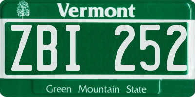 VT license plate ZBI252
