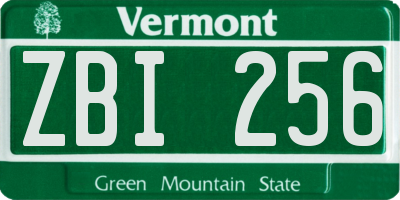 VT license plate ZBI256