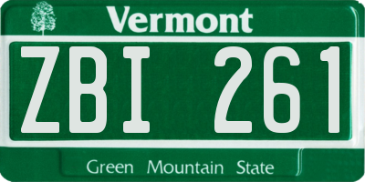 VT license plate ZBI261