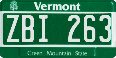 VT license plate ZBI263
