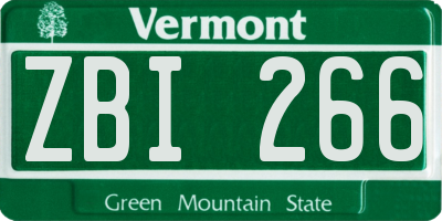VT license plate ZBI266