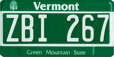 VT license plate ZBI267