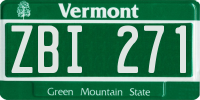 VT license plate ZBI271