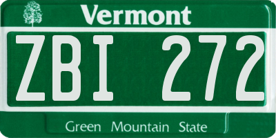 VT license plate ZBI272