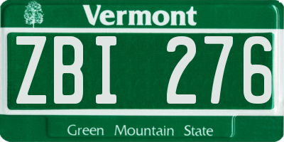 VT license plate ZBI276