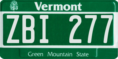 VT license plate ZBI277