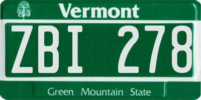 VT license plate ZBI278