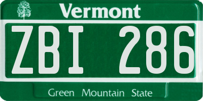 VT license plate ZBI286