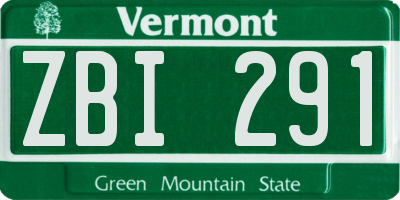 VT license plate ZBI291