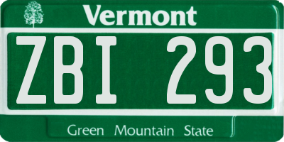 VT license plate ZBI293