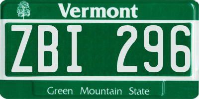 VT license plate ZBI296