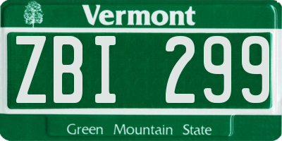 VT license plate ZBI299