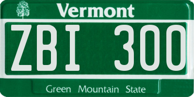 VT license plate ZBI300