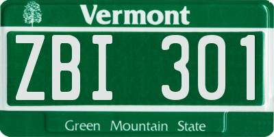 VT license plate ZBI301