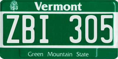 VT license plate ZBI305