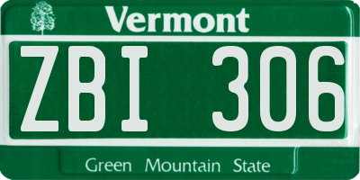 VT license plate ZBI306