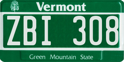 VT license plate ZBI308