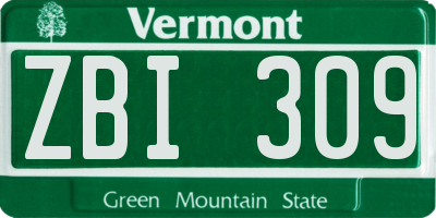 VT license plate ZBI309