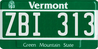VT license plate ZBI313