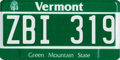 VT license plate ZBI319