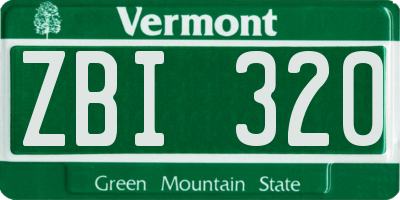 VT license plate ZBI320