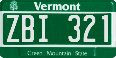 VT license plate ZBI321