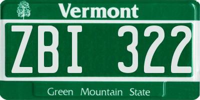 VT license plate ZBI322
