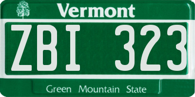 VT license plate ZBI323