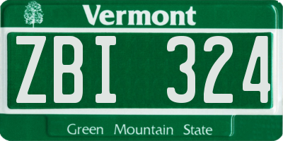 VT license plate ZBI324