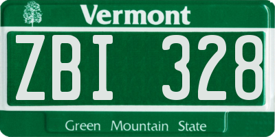 VT license plate ZBI328