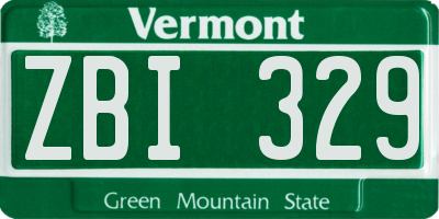 VT license plate ZBI329