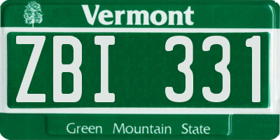 VT license plate ZBI331