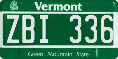 VT license plate ZBI336