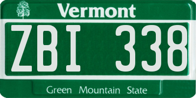 VT license plate ZBI338
