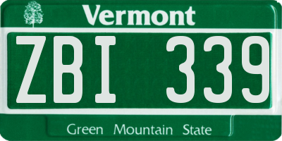 VT license plate ZBI339
