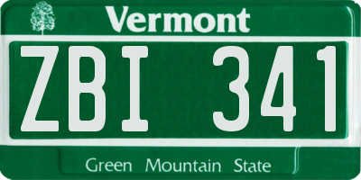 VT license plate ZBI341
