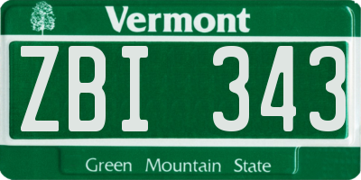 VT license plate ZBI343