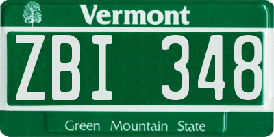 VT license plate ZBI348