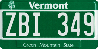 VT license plate ZBI349