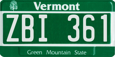 VT license plate ZBI361