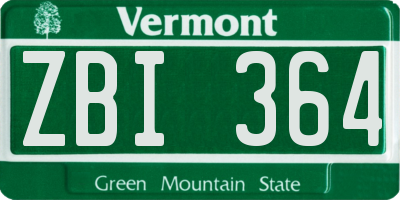 VT license plate ZBI364