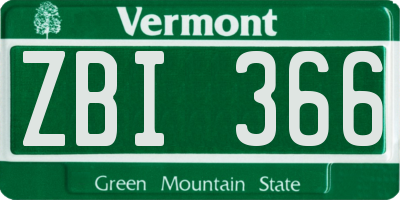 VT license plate ZBI366