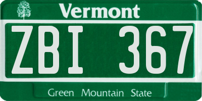 VT license plate ZBI367