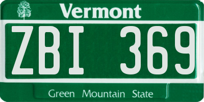 VT license plate ZBI369