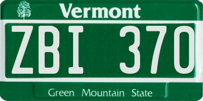 VT license plate ZBI370