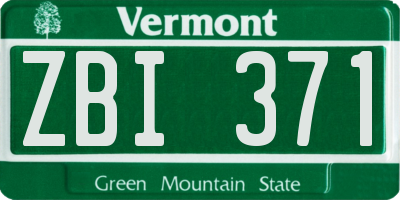 VT license plate ZBI371