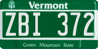VT license plate ZBI372