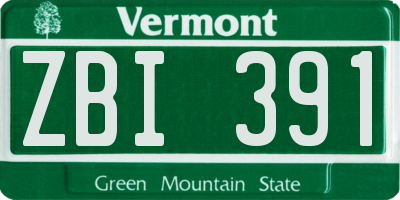 VT license plate ZBI391