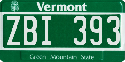 VT license plate ZBI393
