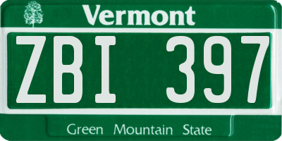 VT license plate ZBI397